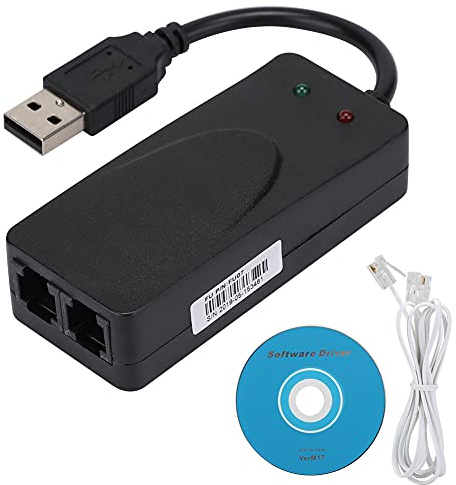 Sxhlseller Externer USB-56K-Datenmodem-Adapter, DFÜ-Netzwerk-Konverter-Dongle mit Dual Port, Sprachfax/POS/CMR-Kompatibel für XP-Systeme
