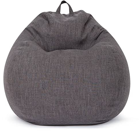Green Bean© poltrona a sacco da interni 200 litri imbottitura perle EPS accogliente, morbida, e lavabile – Tessuto da interno Cuscino a terra Cuscino per sdraiarsi sedersi Poltrona lounge Grigio scuro