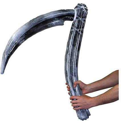 Falce gonfiabile di Halloween – Confezione da 2 – Grande falce gonfiabile grigia Grim Reaper Death Scythe – Halloween dolcetto o scherzetto costume accessorio