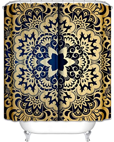 EHOMERY Tenda per Doccia Removibile Tenda Elegante per Vasca da Bagno Fiore Tende Doccia Esterno Tenda Bagno Piccola Polyester con 12 Anelli di Sospensione, 120X180Cm
