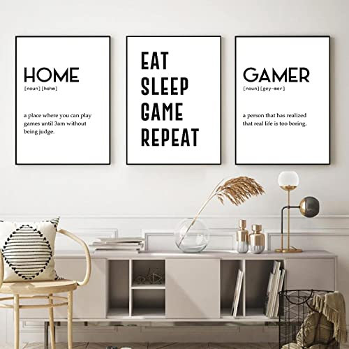 Game Repeat Gaming Wall Art Canvas Poster Gamer Art Canvas Painting Poster and Prints para niños Room Decor Picture Playroom15.7 x 23.6 (40x60cm) x3 Sin marco