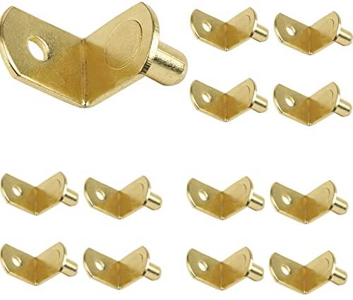 30 Stück 5 Mm/6 Mm Halterungsstil Schrankregalstifte Mit Loch 4 Mm Loch Regalstützstifte L-förmige Hardware Robuste Regalstützstifte Für Küchenschrankmöbel Bücherregale (5MM,Gold Farbe)