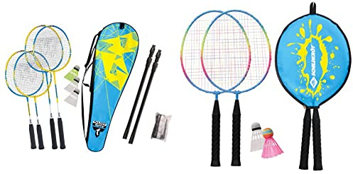 Talbot Torro Unisex Talbot-torro Badminton-Set Family & Schildköt Kinder Federball Set Junior, 2 verkürzte Schläger 45,5 cm, 2 Federbälle