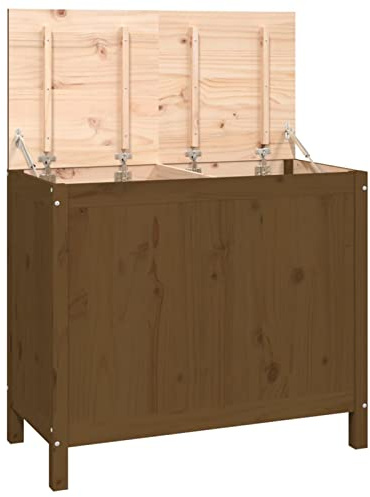 Tidyard Boîte à linge, boîte de rangement, coffre polyvalent, coffre en bois, coffre de rangement intérieur, coffre en bois, miel 88,5 x 44 x 76 cm bois massif pin