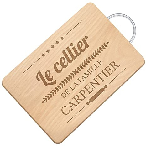 Maverton Planche à découper personnalisable pour couple | Planche en bois avec manche en métal pour parents, famille, Plateau apéritif pour amis, souvenir de mariage, Cellier