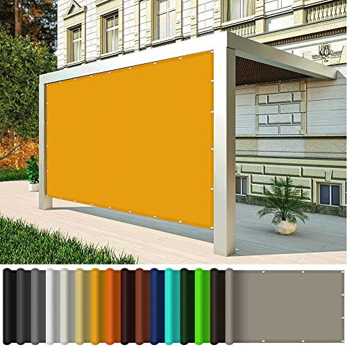 Tenda Parasole Rettangolare Impermeabile 4 x 6.5 m, Telo per Terrazzo Rettangolare Impermeabile, Tende da Sole a Caduta Rettangolari per Giardino Balcone Terrazza, Oro