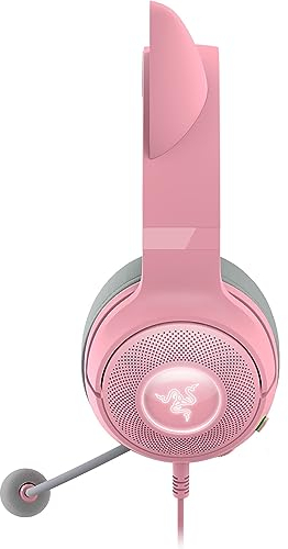 Razer Kraken Kitty V2 - Kabelgebundenes RGB-Headset mit Katzenohren (Reaktive Streaming-Beleuchtung, HyperClear Mikro, Triforce 40mm Treiber, 7.1 Surround Sound) Quartz
