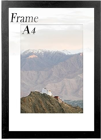 RUN HELIX A4 Frame, Wooden A4 Picture Frame, A4 Black Frame for Wall Mount Display Pictures, Certificate Frame for Table or Wall Gallery Photo Frames (Black)