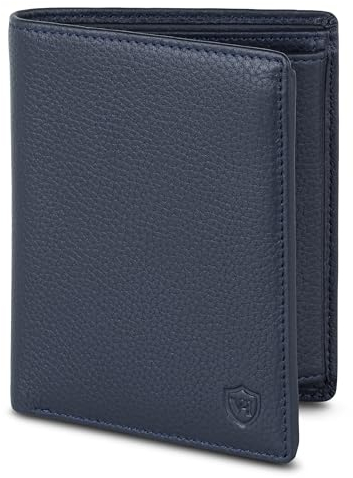 VON HEESEN Leder Geldbörse RFID Schutz I Echtleder Geldbeutel für Damen & Herren I Portemonnaie Brieftasche Wallet Portmonee (Blau)