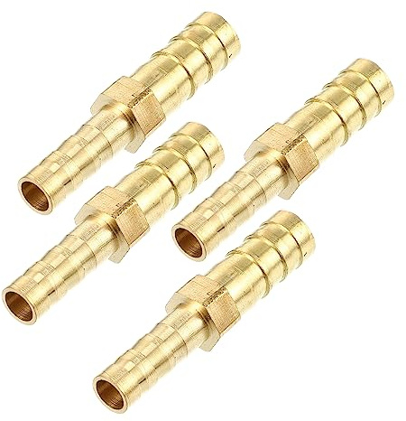QUARKZMAN 4 Stück Messing-Schlauchverbinder Für Luft Wasser Kraftstoff Öl | 8mm-6mm Außendurchmesser, 40x10mm, Für Motorräder PKW LKW, Geformte Widerhaken