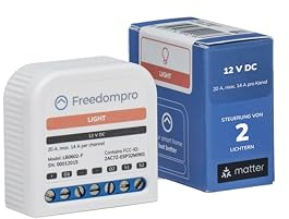 Freedompro Smart WiFi-Schalter steuert 2 Lichter, Lampen, Strahler, Lichtpunkte, Smart Home MINI-Relaismodul, kompatibel mit Matter, Apple HomeKit, Alexa, Google Home, 12 V 14 A Unterputzdose