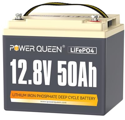 Power Queen 12V 50Ah Batería LiFePO4 para Autocaravanas Barco