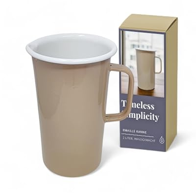 LIVLIG Emaille Krug 2L, für Camping, Picknick, Outdoor Küche, Deko Zwecke, Beige