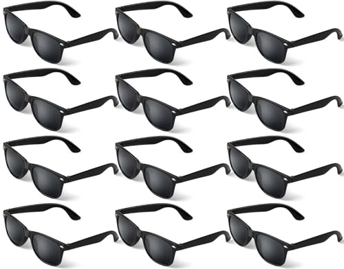 ANPUNAT Lot De 12 Lunettes De Soleil Pour Anniversaire, Plage, Piscine, Cadeaux De Fête, Remplissage De Sacs Cadeaux (Noir, 144 X 141 X 47 Mm)
