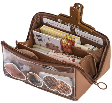ISAKEN Federmäppchen, Federmappe Groß mit Fächern Stiftetasche Aufbewahrungs-Stifttasche Tragbar Kosmetiktasche, Pencil Case Federtasche Schlamperbox für Schreibwaren Schulbedarf