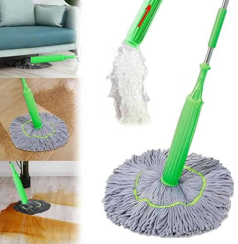 Trapeador deshidratado 2 en 1, trapeador autoescurrible, trapeador húmedo y seco para pisos duros, trapeador para limpiar el polvo de la cocina para pisos de baldosas laminadas de madera dura(Self-twi