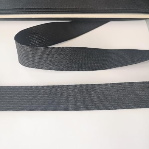 PIZZITALIANI Cinta elástica para Costura Negro - Altura 25 mm, Paquete de 5 m, Plana y Suave, Banda elástica para Sastre, Goma elástica, Accesorios de Costura