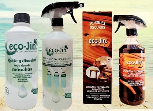 ECO-JIN DETERGENTE EXTRA CONCENTRADO + ECO-JIN OLEO LIMPIADOR MADERAS REPARADOR RESTAURADOR ABRILLANTADOR - PRODUCTOS REVOLUCIONARIOS MADERAS OSCURAS (NEUTRO)