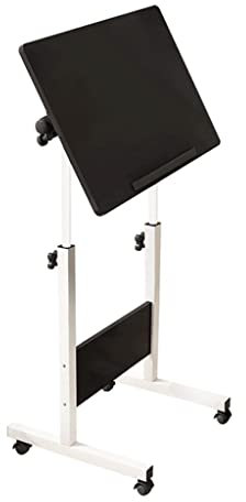 GIAKOO Überbetttisch mit Rollen, mobiler Laptop-Schreibtischwagen, Computertisch, höhenverstellbar mit neigbarer Standplatte für Zuhause und unterwegs (80 x 50 cm)