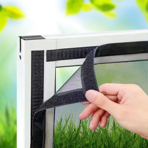 Fenster Dachfenster 85x130cm Schwarz Fenster-fliegengitter Pollenschutzgitter Fenster mit selbstklebendes Klettband