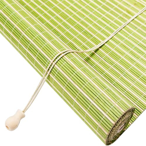Made To Measure Green Window Blinds,Retro Bamboo Roller Blinds | Natural Wood Window Shades Blinds Anti-UV Dustproof Decorative Curtain, Screen Partition Blind, for Indoor/Outdoor/Garden
