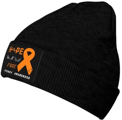 Rqwaaed Hope for A Cure Kidney Cancer Awareness Warm Knit Hat Cap for Cold Weather Stretchy, Comfortable for Outdoor Activities Black