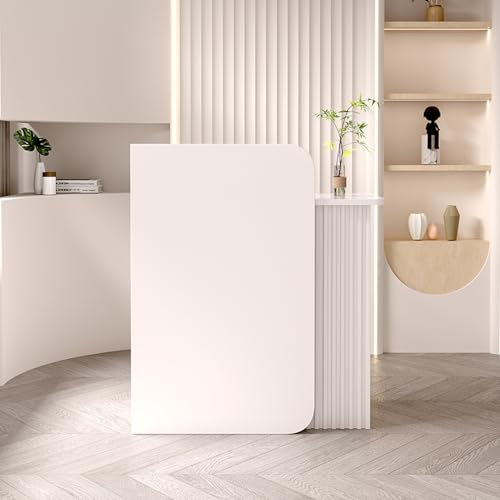 Empfangstheke Empfangstresen Rezeptionstheke Reception Desk Moderner Tresen Bar Theke Bartheke Begrüßungstheke Verkaufstheke Counter Büromöbel mit Schubladen für Hausbar Büro Firmenhallen(Wit,60x45x95