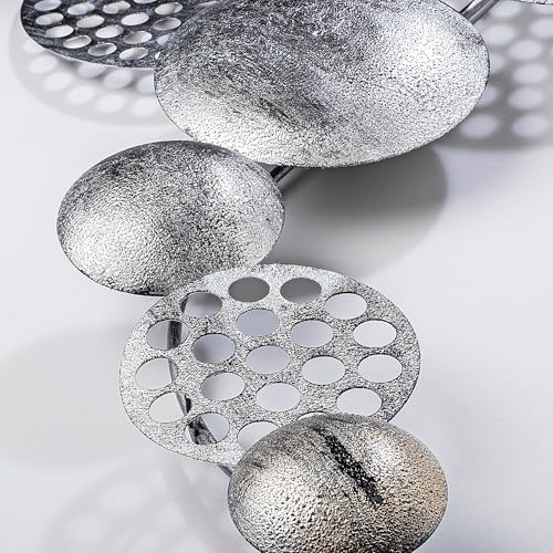Hanah Home Accessori decorativi da parete in metallo, colore argento, 45 x 82 cm, 100% metallo (1,5 mm), design unico dipinto a mano, perfetto per la decorazione della casa e le pareti degli accenti