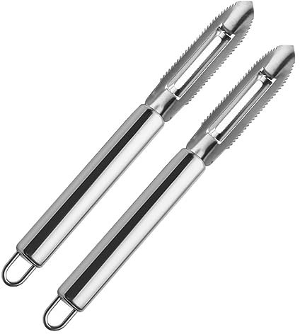 GRIRIW 2piezas Pelador De Verduras y Frutas De Acero Inoxidable Cortador Multifunción Para Zanahorias Manzanas y Patatas Con Mango Ergonómico Antideslizante y Diseño Compacto Para Cocina