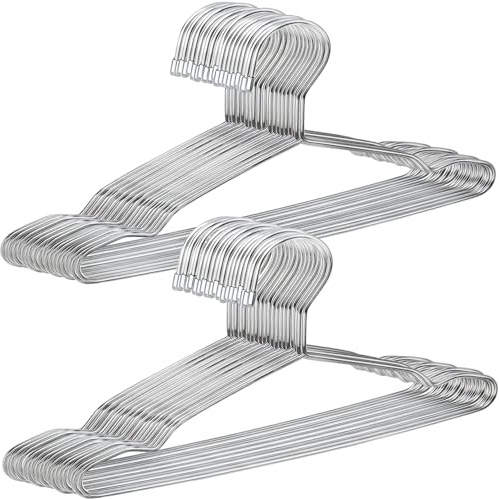 Jeffbaubl 50 Pack Metal Clothes Hangers, 12.5in/32cm Wire Hangers, Stainless Steel Hanger Non-Slip, Heavy Duty Closet Hanger Ultra Thin Space Saving for Hanging Coats Shirts T-Shirt