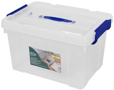 Jardin202 - Cajas de Almacenamiento Transparentes con Tapa Azul | Caja de ordenación | Pack 2 uds (25L)