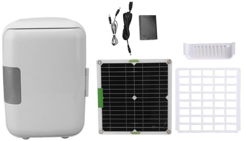 Solarantriebsauto -Kühlschrank, Elektromkühler mit 50 -W -monokristallinen Solarpanel und Batteriekastenanschlusskabel, Tragbarer Kühlschrank für Camping, Outdoor -Aktivitäten
