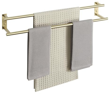 Mooche 80CM Handtuchhalter Wand,Doppelter Handtuchhalter Bohren Gold | Gästehandtuchhalter,Handtuchhalter Rostfrei Langlebig,Handtuchständer Küche für Bad,Schlafzimmer SUS304 Edelstahl