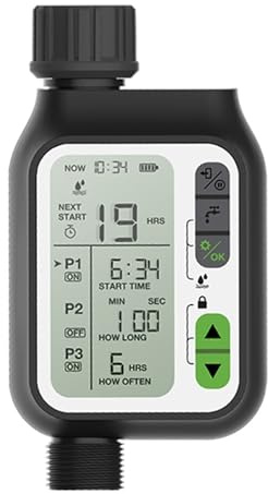 TIEOAXFT Progettazione Professionale di irrigatori da Giardino Esterni con sensore di Acqua piovana, Timer elettronico for l'irrigazione Domestica(POP3-HCT-355-BS)