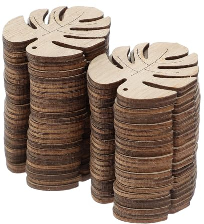 Monstera Leaf Unfinished Wooden Embellishment Chip Slice 50pezzi