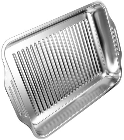 Abaodam Plat à Rôtir Acier Inoxydable Rectangulaire Pour Cuisson De Poisson Plateau De Service Métallique Pour Cuisinière