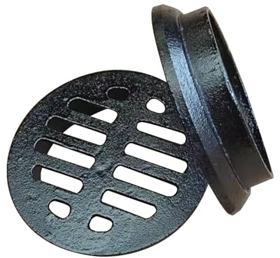 Drenaje de Piso Redondo Hierro Fundido, Rejilla de Drenaje para Césped Exterior, Tapa Desague Terraza Antibloqueo para Balcones y Azoteas(25 cm/10 in)