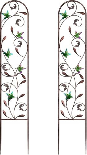 Rankgitter 2er Set, Rankgitter Metall, Rosen Rankgitter, Rankhilfe Garten, Rankobelisk Beschichtetes Metall, Gurkenstütze, Rankspalier für Kletterpflanzen Blume Tomaten Gurken, 152 x 28 cm,Vogelmuster