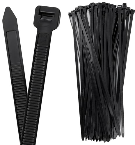 MISIQIMA 100 Stück Kabelbinder Schwarz 450 mm × 10 mm, Nylon Kabelbinder Set, Zugfest Kabel Binder, Kabel Binder Wetterfest Breit für Kabelmanagement und Gartenarbeit