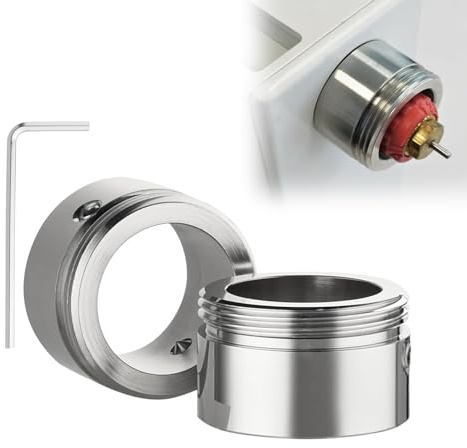 MaciRept 2pcs Edelstahl Heizungsventil adapter für eine Vielzahl von Ventilen,Heizkörperventil Thermostatkopf mit den Streifen&Sechskantschlüssel für Danfoss Heizkörperventile