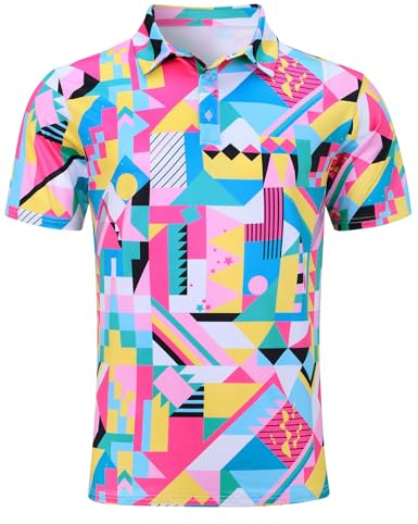 Goodstoworld Mens Polo Shirts Golf Shirt 3D Print Short Sleeve Dry Fit Athletic Moisture Wicking Collared Polos Regular Fit Golf Polo Shirts S-XXL