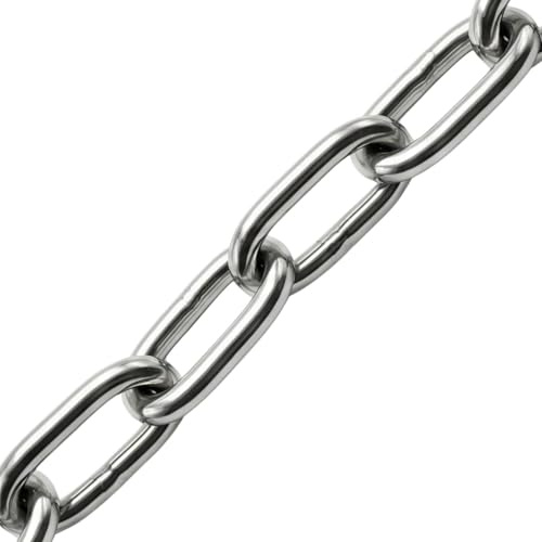 Lumonic 2m Kette V4A Edelstahl | 2mm | Langgliedrig | Rostfrei + Seewasserfest | Regenkette, Blumenampel, Absperrkette