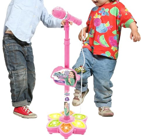Spielmikrofon für Kinder Drahtlose Karaoke Maschine Mit Buntem Licht | Gesangsspielzeug mit Ständer und Karaokefunktion Für Kinder Enthusiasten Geburtstagsfeier Zuhause Spielzimmer