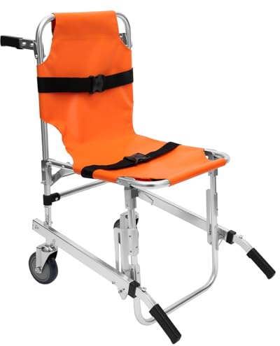 Silla de ruedas plegable de aluminio con 2 ruedas, soporta hasta 159 kg, silla de ruedas portátil para bomberos, ambulancias, ancianos y discapacitados