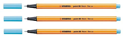 STABILO 3-stylo-feutres Point 88Âfeine Spitze 0,4Âmm blau neon