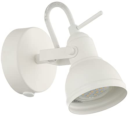 Happy Homewares Unique Industrial Designed Matt White Switched Wall Spot Light Adjustable in All Directions