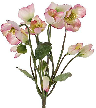 artplants.de Kunst Christrose Halla auf Steckstab, rosa, 30cm, Ø7cm - Dekoblumen künstlich