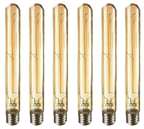 Paquet de 6, vis de base E27 rétro ampoule à filament LED Edison, ampoule à LED Tw long tube en verre fumé T30 4W40W, lampe à incandescence nostalgique 400lm blanc chaud 2700k non dimmable