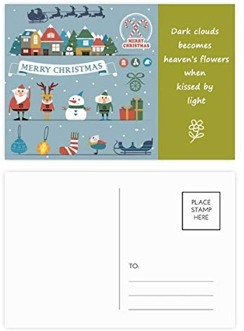 Weihnachts-Postkarten-Set mit Schneemann-Festival und Poesie, 20 Stück