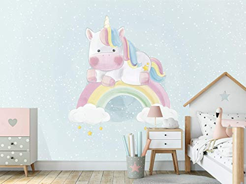 Oedim Wandtattoo, Vinyl und Kindertapete für Wand, Einhorn, für Kinder, Dekoration für Esszimmer, Wohnzimmer, Schlafzimmer 500x300cm